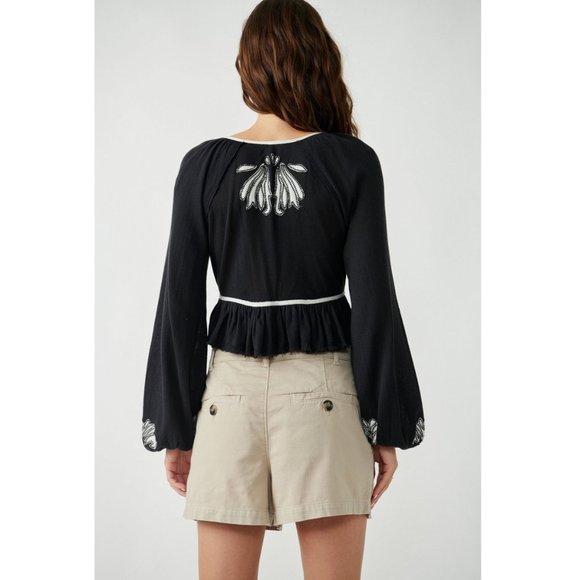 Free People Lookout Top Embroidered Blouse - NWT! - Picture 3 of 6